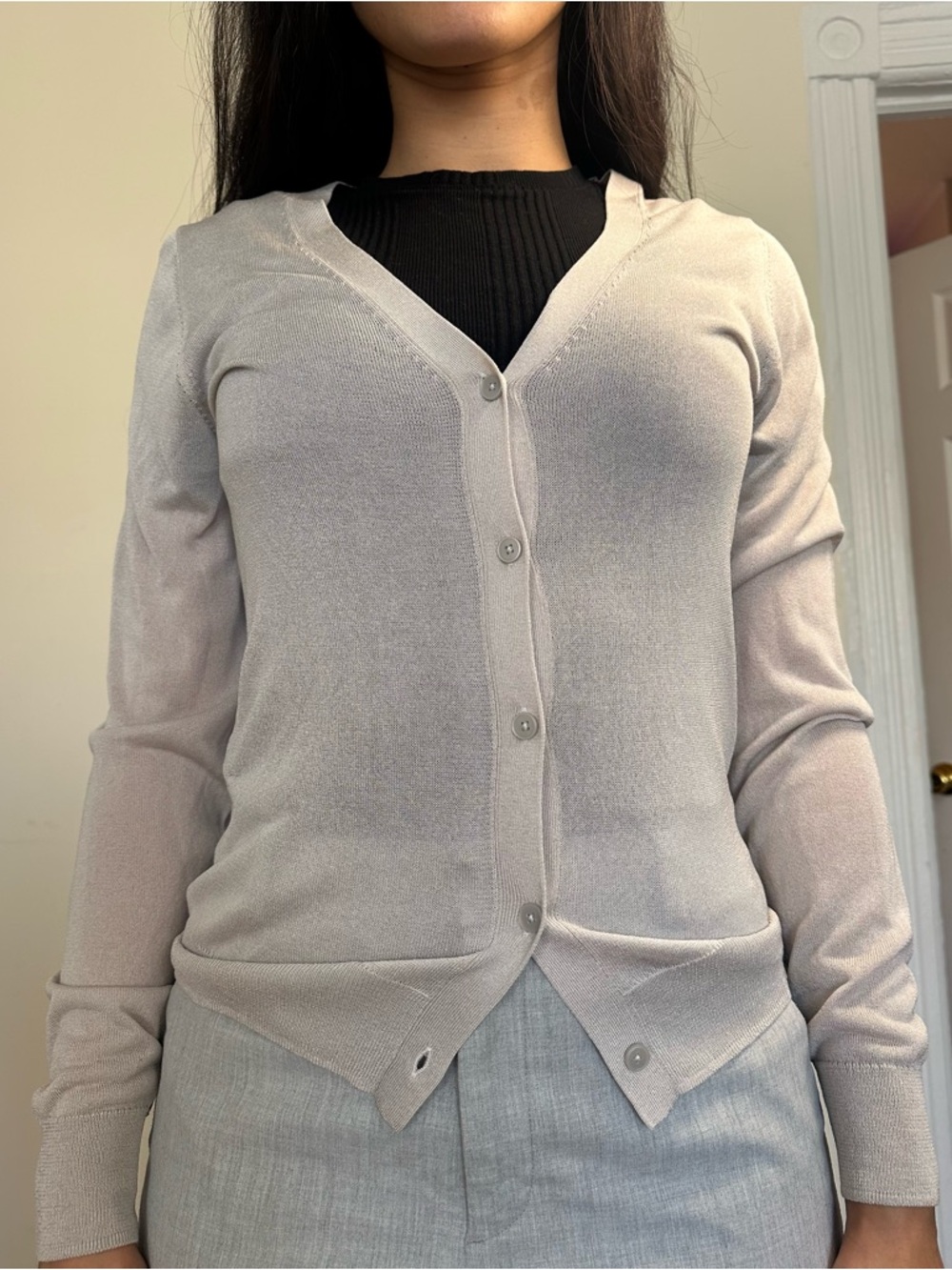 Uniqlo Sheer Blend Button Cardigan Sweater - Women